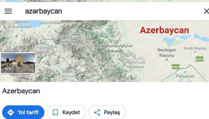 "Google maps"dən Azərbaycana qarşı təxribat -