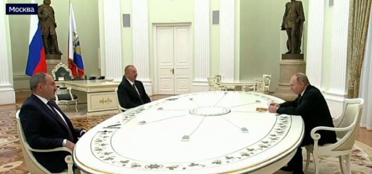 Moskvada İlham Əliyev, Vladimir Putin və Nikol Paşinyan arasında görüş başlayıb - VİDEO