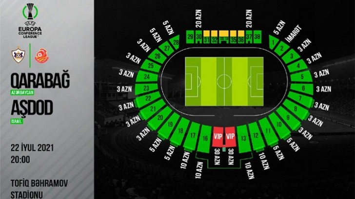 “Qarabağ” - “Aşdod” oyununun biletləri satışa çıxarıldı