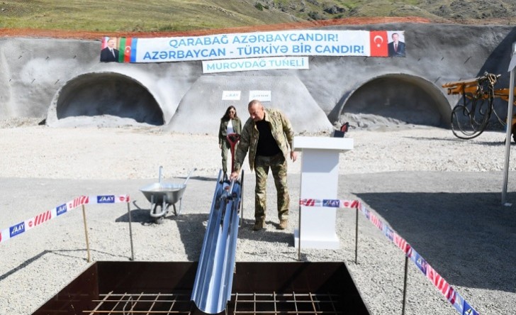 Azərbaycan Prezidenti Murovdağ tunelinin təməlini qoyub
