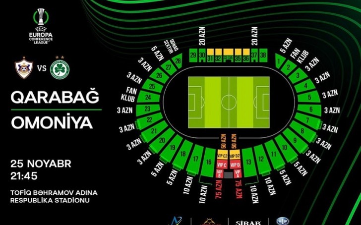 "Qarabağ" - "Omoniya" oyununa satılmış biletlərin sayı açıqlanıb