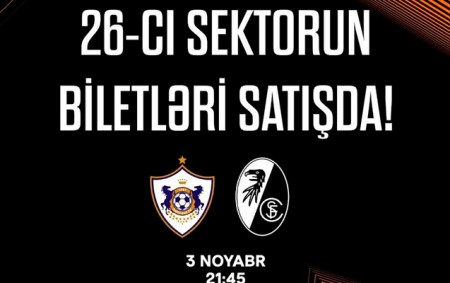 “Qarabağ”ın oyunu üçün 26-cı sektorun biletləri satışda