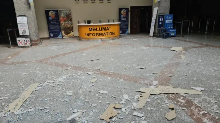 Vurulan Naxçıvan aeroportunun içindən