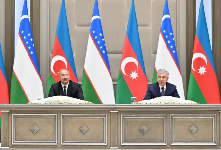 Azərbaycan və Özbəkistan prezidentləri mətbuata bəyanatlarla çıxış etdilər - FOTOLAR