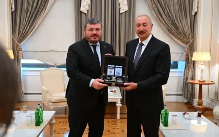 Prezidentə “İrpin şəhərinin fəxri vətəndaşı” vəsiqəsi təqdim edilib